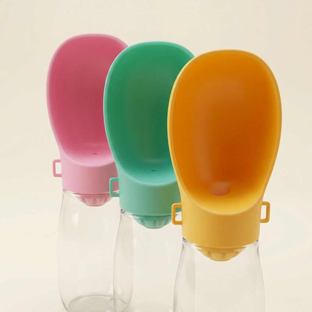 Close-up of GoFlow drinking scoops in three colours